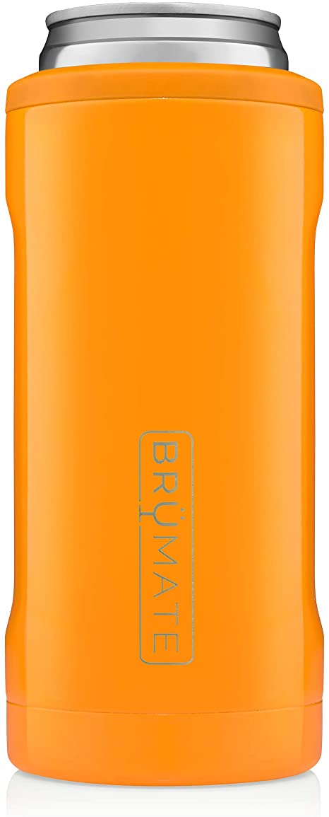 BrüMate Hopsulator Slim Double-walled Stainless Steel Insulated Can Cooler for 12 Oz Slim Cans (Hunter Orange)