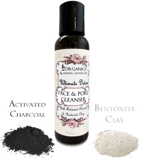 Ultimate DETOX Face Wash - Activated Charcoal and Bentonite CLAY Facial Cleanser with Organic Tea Tree, Oregano, Lemongrass & Sandalwood for a Clear and Refined Complextion - No SLS - No Parabens, No Artifical Color or Scent (2 FL OZ)