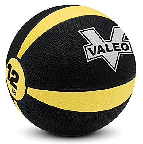Valeo Medicine Ball With Sturdy Rubber Construction And Textured Finish, Weight Ball Includes Exercise Wall Chart For Strength Training, Plyometric Training, Balance Training And Muscle Build