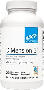 XYMOGEN Dimension 3 - Diindolylmethane DIM Supplement with Curcumin   BioPerine - Supports Healthy Estrogen Detox, Hormonal Balance for Women and Men - Menopause Relief   PMS Support (240 Capsules)