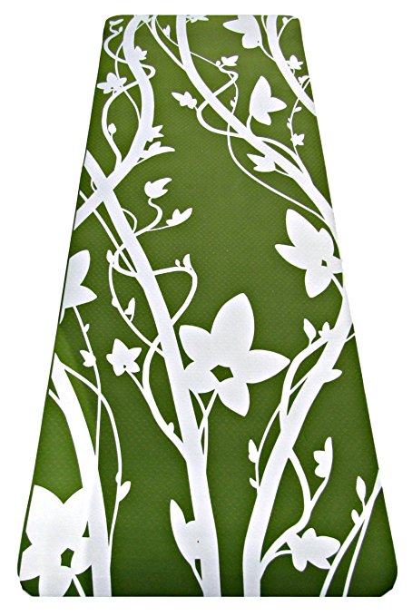 Kiki Pro Green Printed Yoga Mat - 24" x 68" 8mm - Reversible - With Free Carry Strap