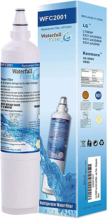 Waterfall Filter - Compatible Water Filter with LG Lt600p Also fits LG 5231JA2006A
