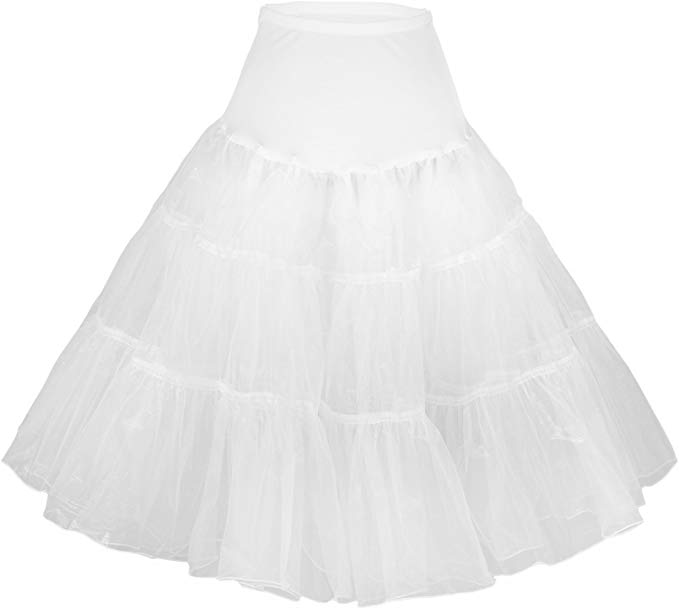 Flora® 50s Vintage Rockabilly Petticoat Skirt, 25" Length Retro Tutu Underskirt