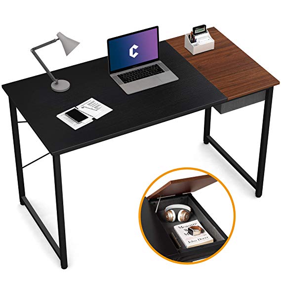 Cubiker Writing Computer Desk 39" Home Office Study Laptop Table, Modern Simple Style Desk with Drawer, Black Espresso