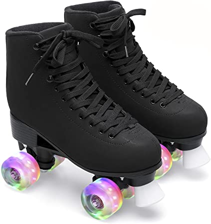 FEETCITY Roller Skates for Women Classic High-top Roller Skates Double-Row Roller Skates for Girls Unisex Light-Up Four-Wheel Roller Skates Indoor Outdoor