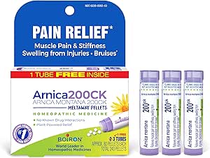 Boiron Arnica Montana 200CK Homeopathic Medicine for Pain Relief, Muscle Pain & Stiffness, Swelling from Injuries, & Bruises - 240 Pellets