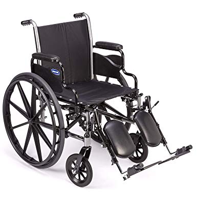 Invacare Tracer SX5 Wheelchair, Desk Length Arms and T94HCP Elevating Legrests with Padded Calf Pads, 22" Seat Width