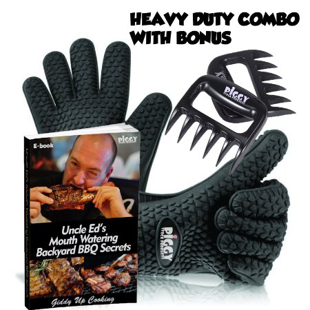Silicone Oven Mitts - Meat Claws - Heat Resistant - Bear Claws Meat Shredder With Ebook Digital