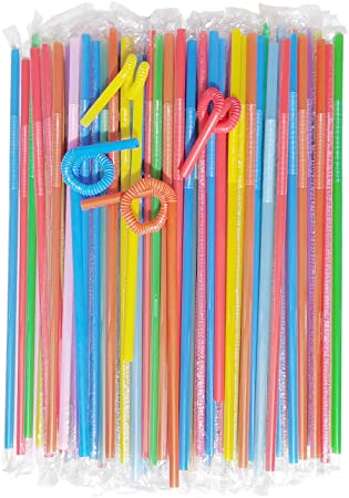 100 Pcs Bendy Straws, 10.2 inches Individual Package Disposable Plastic Straws for Party Flexible straws