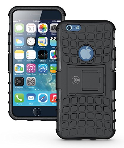 iPhone 6 Plus Case, iPhone 6/6S Plus Armor cases (6 ) Tough Rugged Shockproof Armorbox Dual Layer Hybrid Hard/Soft Slim Protective Case (5.5 inch) by Cable and Case - Black Armor Case