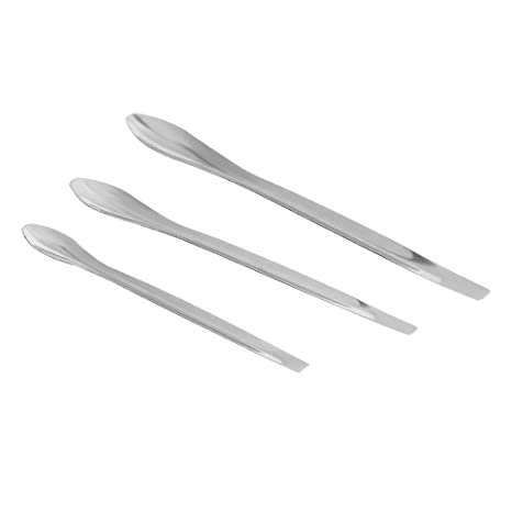 BCP Silver Color Stainless Steel Micro Scoop Reagent Laboratories Sampling Spoon-3 Pieces for a Set