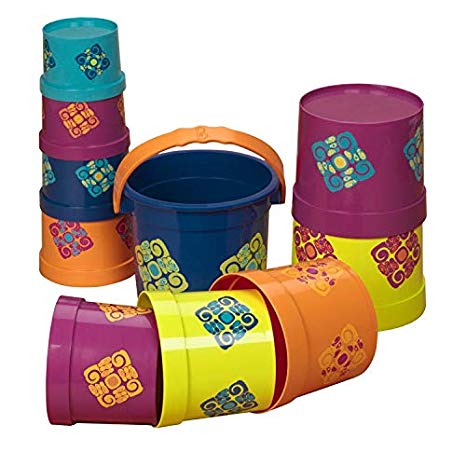 B toys by Battat – Bazillion Buckets Nesting Cups – 10 Colorful Stacking Cups for Kids 18m