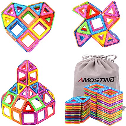 AMOSTING Magnetic Blocks Building Toy Tiles Sheet Kit - 56pcs