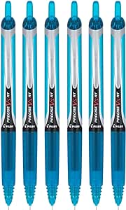 Pilot Precise V5 RT Refillable & Retractable Liquid Ink Rolling Ball Pens, Extra Fine Point (0.5mm) Turquoise Ink, 6-Pack