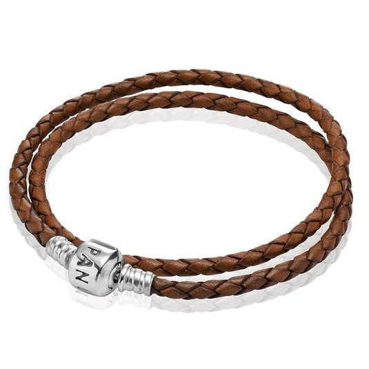 Double Brown Leather Bracelet 590705CBN-D2 MEDIUM