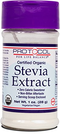 Protocol For Life Balance - Stevia Extract Powder (Certified Organic) - Helps to Improve Taste & Sweetening Properties - Zero Calorie Sweetener - 1 oz. (28 g)