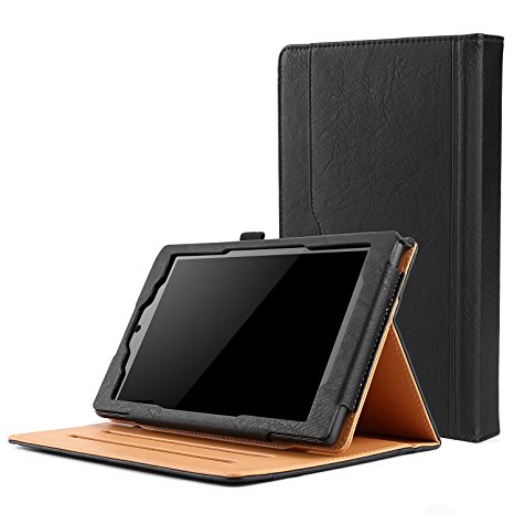 All-New Fire HD 8 Tablet Case - OMOTON Slim Lightweight Protective Case Cover Black with Tri-fold Stand for All-New Fire HD 8 (7th Gen, 2017 Released)