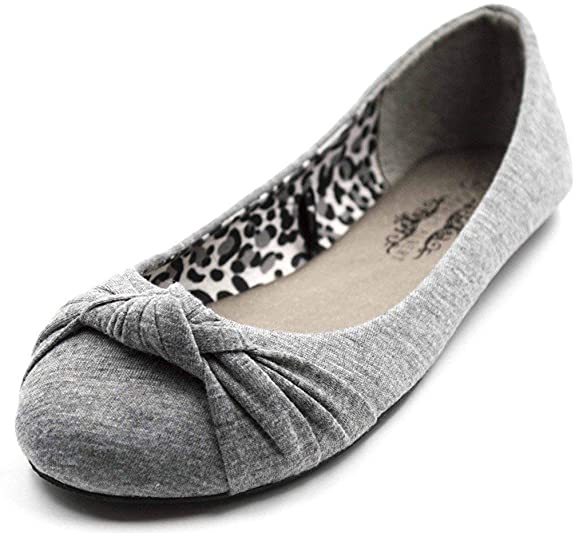 Charles Albert Ballet Flats for Women, Knotted Front Canvas Round Toe Dress Shoe