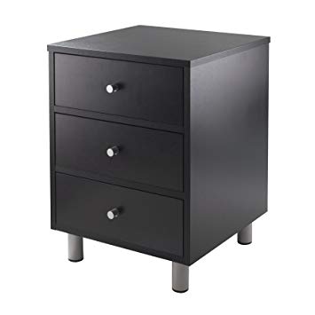 Winsome Wood Daniel Accent Table with 3-Drawer, Black Finish