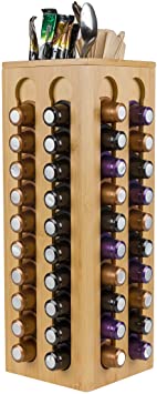 BAMBOO LAND 360-degrees Rotatory rotation, Mind Reader Anchor Nespressp Capsule holder with extra space, Coffee Pod Organizer Storage for Nespresso, Espresso Capsules rack Holder for 80 Capsule