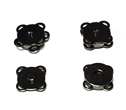 ALL in ONE 10 Sets Magnetic Button Clasp Snaps for Sewing Craft Bag Clothing Scrapbooking (14mm, Gun Black Sew On)