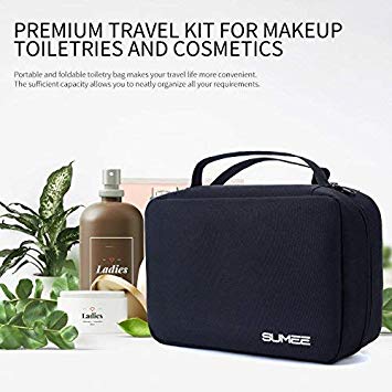 Sumee Toiletry Bag, Cosmetic Makeup Bag, Great Storage, Functional Bags, Large Capacity, Travel, Domestic Use, Storage Bag (Black)