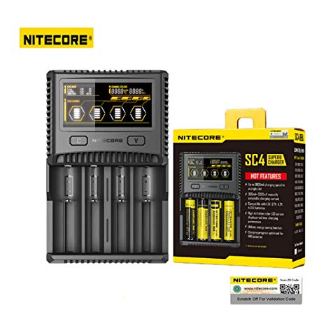 Best Nitecore SC4 Battery Charger Comes with Macromall Car Charger and Protective Battery Case