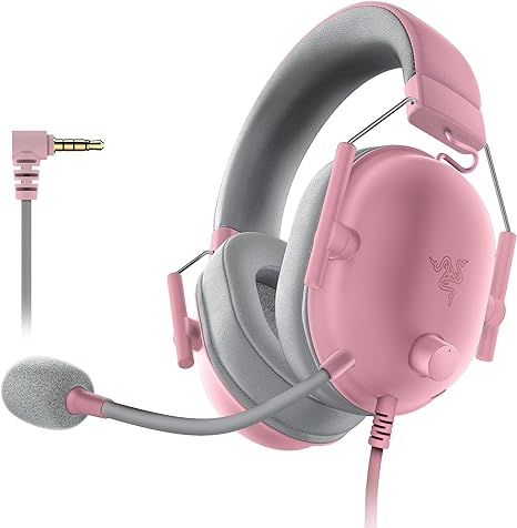 Razer BlackShark V2 X - Multi-Platform Wired Esports Headset (Triforce 50 mm Drivers, Advanced Passive Noise Cancellation, 7.1 Surround Sound, Hyperclear Cardioid Mic) Quartz Pink