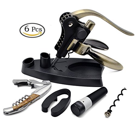 Wine Opener Set with Foil Cutter and Extra Waiters Corkscrew,Rabbit Style Wine Openers Luxury Bronze 6 PCS Gift for Women Men Anniversary Birthday Couples Valentine's Day Mother's Day Father's Day