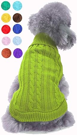 Small Dog Sweater, Warm Pet Sweater, Cute Knitted Classic Dog Sweaters for Small Dogs Girls Boys, Cat Sweater Dog Sweatshirt Clothes Coat Apparel for Small Dog Puppy Kitten Cat (X-Small, Light Green)