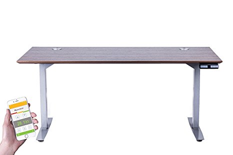 ApexDesk Flex Pro Series 66" Standing Desk Base&Top (Grey Memory Base Brown Top)