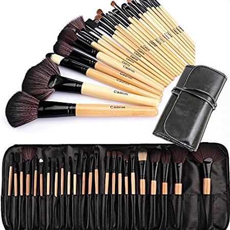 Cadrim Professional Makeup Brushes 24 pcs Natural Hair Cosmetic Brush Set Travel Makeup Brush Kit with Case Soft Make Up Brush Set