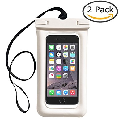 Floating Waterproof Case, IFCASE Universal Water Proof Dry Bag Airbag Pouch for iPhone 6/6S/7/8 Plus, iPhone X, Galaxy Note 8/S7 Edge/S8/S8 , Google Pixel 2 XL (White) 2 Pack