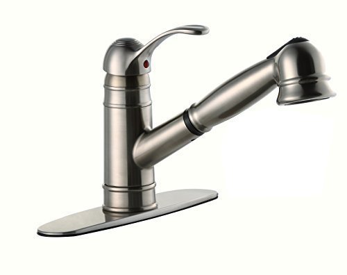 Derengge New Single Handle 1 or 3-Hole Pull-Out Lead Free Kitchen Faucet,，Brush Nickel