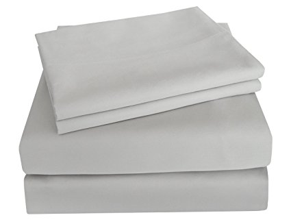 PHF Bed Deep Pocket Sheet Set 100% Egyptian Cotton 800 T Count 4-Piece King Silver Grey