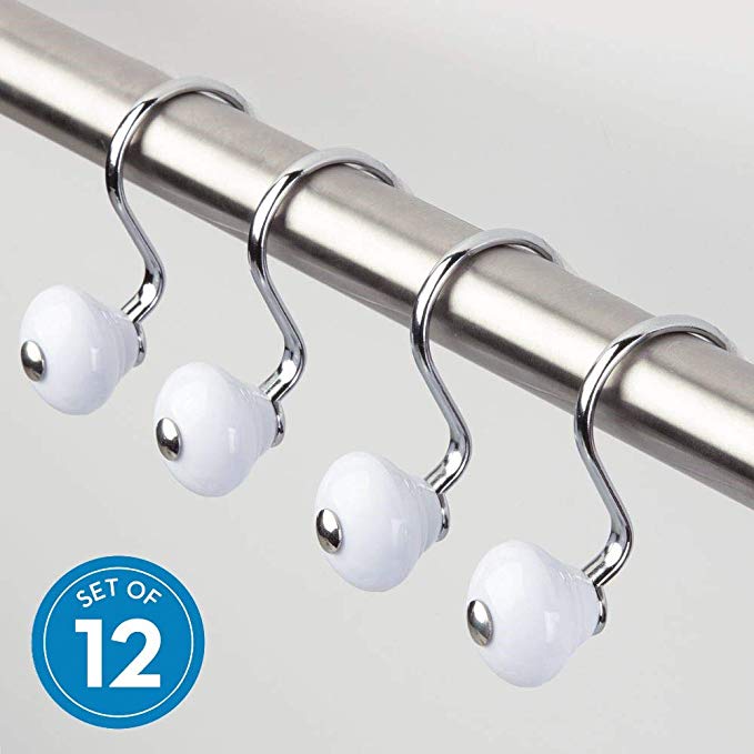 InterDesign York Classic Shower Curtain Hooks - White/Chrome