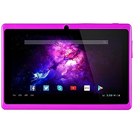 Alldaymall Tablets With Android 7'' Touchscreen Dual Camera, 1024x600 Resolution, Netflix, Skype, 3D Game Supported- Purple