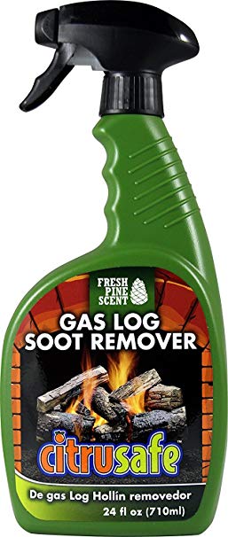 CitruSafe Gas Log Soot Remover - Remove Built-Up Soot and Ashes on Vented Gas Wood - Fresh Pine Scent (24 oz)