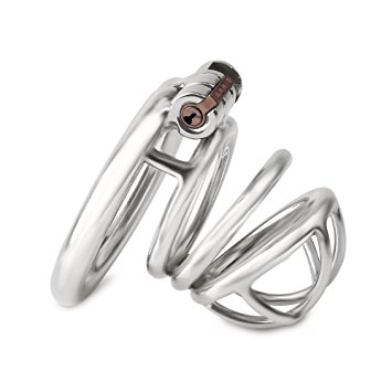 Happygo New Stealth Convenient Lock Male Chastity Device, Hypoallergenic Stainless Steel Cock Cage, 3 Rings Penis Ring, Virginity Lock, Chastity Belt, Adult Game Sex Toy (1.57 inch/ 4.0cm)