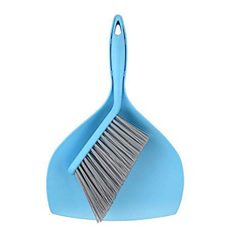 Mini Dustpan and Brush Set - Etable Stylish Sweeping Equipment with Ergonomic Handle for Easy Sofa, Desk, Car Trunk & Seats, Pet House Cleaning - Durable Non-Scratch Angled Bristles for Corners(Blue)