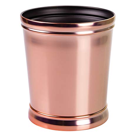 mDesign Waste Bin - Ideal as a Waste Paper Bin or Bedroom Bin - for Kitchen, Bathroom and Office - Modern Design and High-Quality Materials - Rose Gold