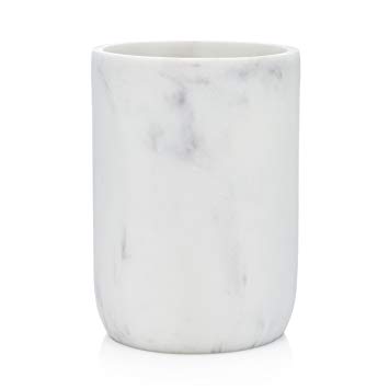 EssentraHome White Bathroom Tumbler Cup For Vanity Countertops, Also Great As Pencil Pen Holder and Makeup Brush Holder