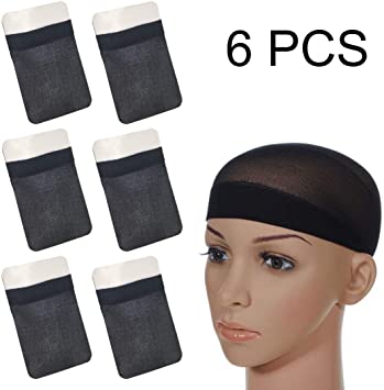 6 Count Wig Caps for Women and Men (black)