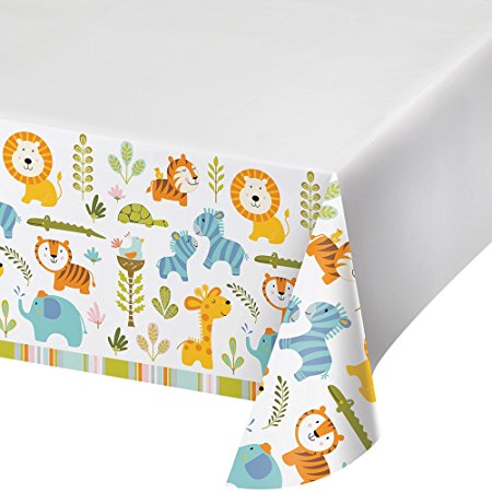 Creative Converting Border Print Plastic Tablecover, Happi Jungle