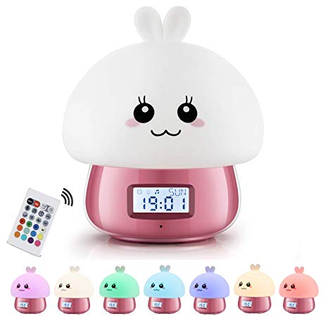 GoLine Sleep Training Clock for Toddlers,Kids Alarm Clock with Night Light,Kids Alarm Clock Stay in Bed,LED Alarm Clock for Boys Girls,Plug in Kids Alarm Clock with Remote Control,Gift Ideas.