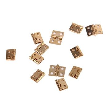 PIXNOR 12pcs Cabinet Closet Mini Hinges with 48pcs Screws for 112 Dollhouse Miniature Furniture Golden