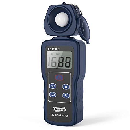 Dr.Meter LX1332B Digital Illuminance/Light Meter, 0-200,000 Lux Luxmeter