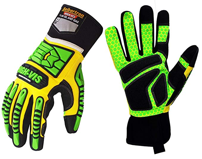 Seibertron HIGH-VIS SDXG2 Dexterity Super Grip GEL Oil & Gas Anti-Vibration Impact Protection Safety Gloves CE EN388 4131 S