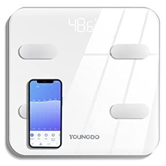 Scales for Body Weight, YOUNGDO Bathroom Body Fat Scale, Bluetooth Weighing Scales Body Weight, Smart Digital BMI Scales,Body Composition Analyzer with APP Tracker,19 Measurements,Unlimited Users