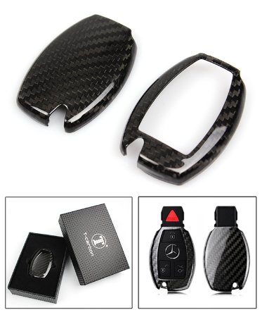 LUXURY CARBON FIBER KEY PROTECTIVE CASE COVER FOR MERCEDES-BENZ KEYLESS ENTRY SMART FOB